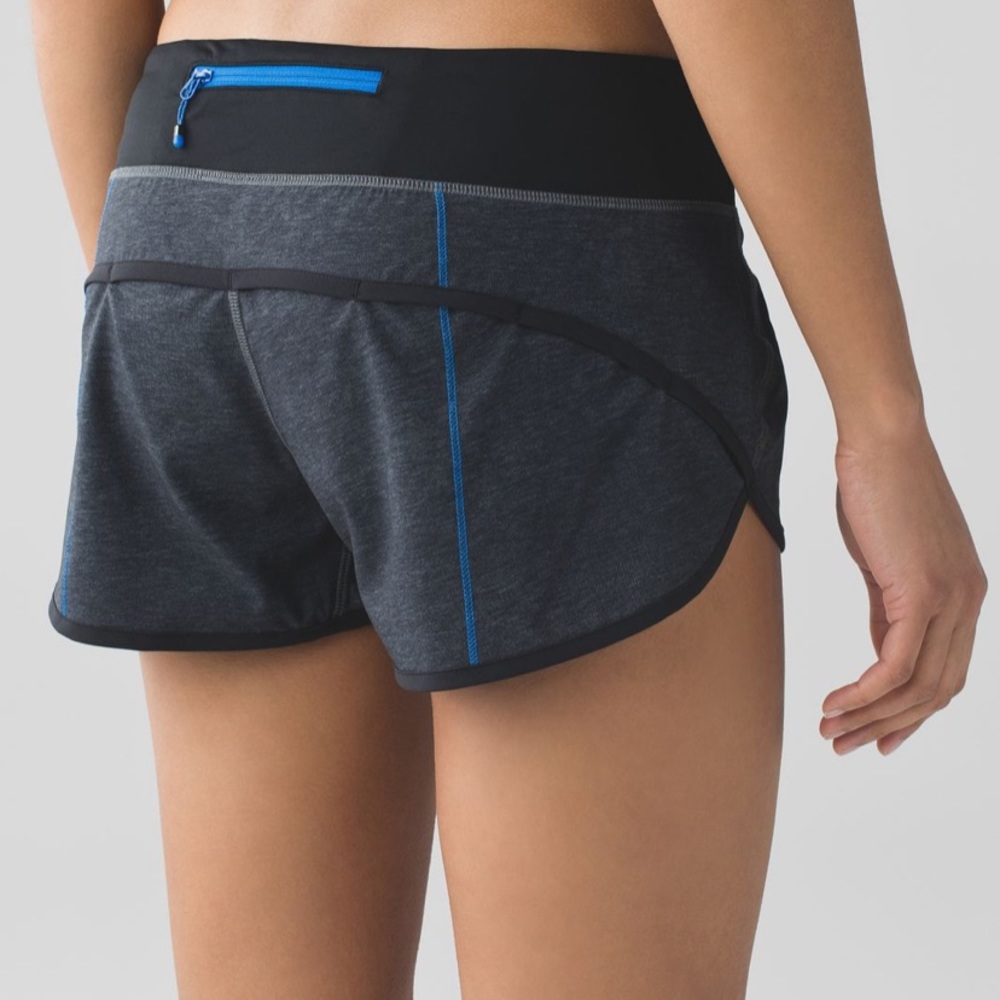 Lululemon Speed Short - Gray w/ Blue Stitching